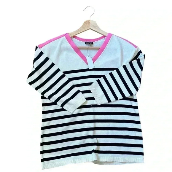 Talbots Striped Sweater with 3/4 length Sleeves NWT Size SP - Picture 3 of 14